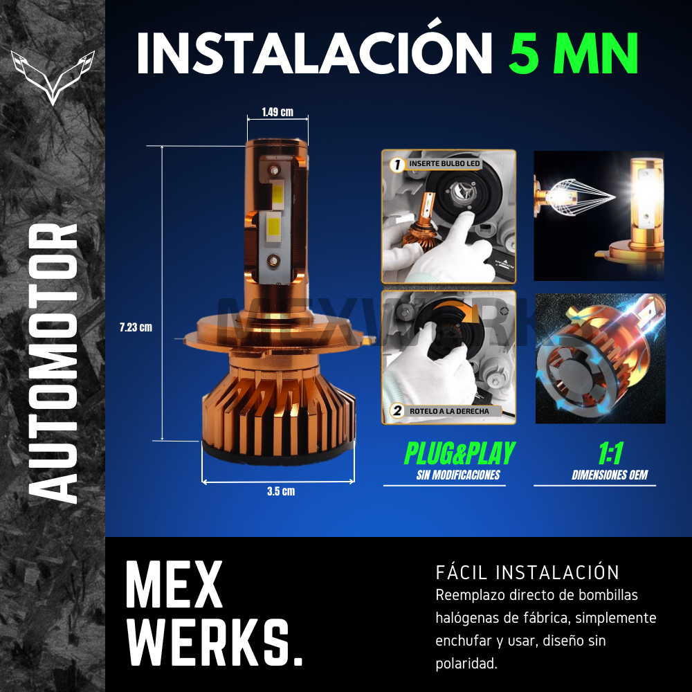 Kit Focos Led Auto Canbus Driver 9007 9004