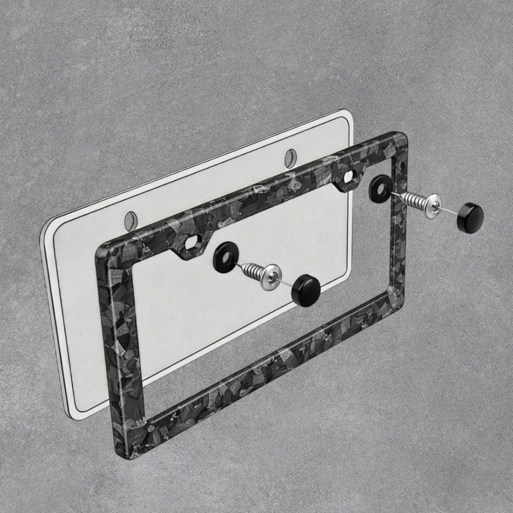 Porta Placa Marco de Fibra Carbono Real Forjada
